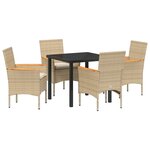vidaXL Ensemble de salle à manger pour jardin 5 Pièces Beige Poly rotin