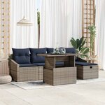 vidaXL Ensemble de canapé de jardin 6 Pièces Gris polyrotin