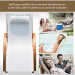 Transat chaise longue design style tropical bois massif naturel coloris beige blanc