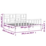 vidaXL Cadre de lit sans matelas gris 200x200 cm bois massif de pin