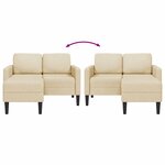 vidaXL Canapé 2 places avec méridienne en L crème 125 cm tissu