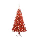 vidaXL Arbre de Noël artificiel pré-éclairé et boules rouge 150 cm PVC