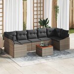vidaXL Ensemble de canapé de jardin 8 Pièces Gris