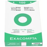 Étui de 100 fiches bristol blanc quadrillé 5x5 perforé 125x200mm Blanc EXACOMPTA