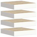 vidaXL Étagères murales 4 Pièces Chêne et blanc 23x23 5x3 8 cm MDF
