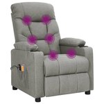 vidaXL Fauteuil électrique de massage Gris clair Tissu