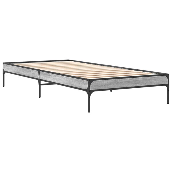 vidaXL Cadre de lit sonoma gris 75x190 cm bois d'ingénierie et métal