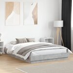 vidaXL Cadre de lit avec LED sans matelas gris béton 150x200 cm