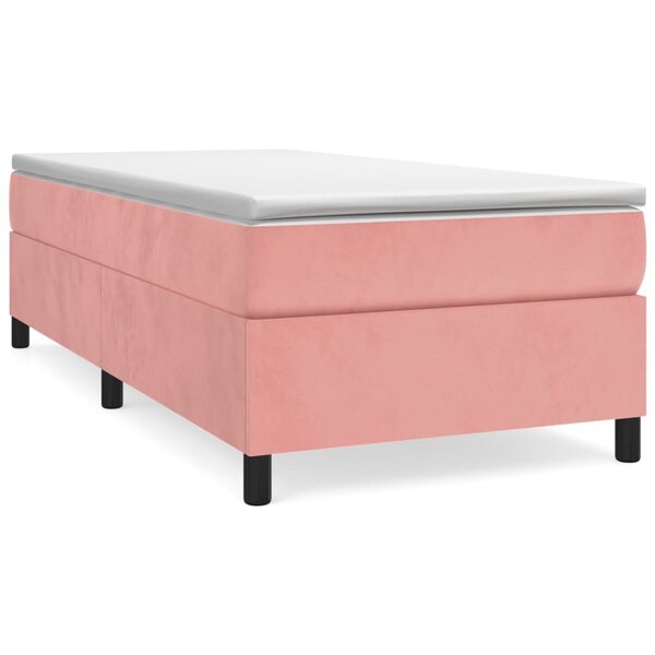 vidaXL Sommier à lattes de lit avec matelas Rose 100x200 cm Velours