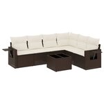 vidaXL Salon de jardin avec coussins 7 Pièces marron résine tressée
