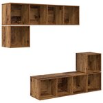 vidaXL Ensemble meuble TV 4 Pièces Vieux bois 37 x 37 x 142.5 cm