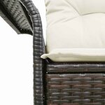 vidaXL Canapé de jardin 2 places avec rangements et coussins marron en poly rotin