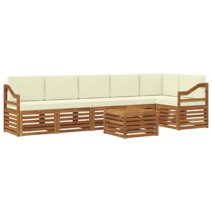 vidaXL Ensemble de canapés d'extérieur 7 pc Naturel et Crème Polyester