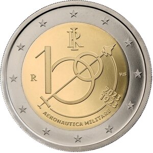 Pièce de monnaie 2 euro commémorative Italie 2023 – Aéronautique militaire (force aérienne italienne)