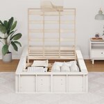 vidaXL Cadre de lit avec stockage Blanc 100 x 200 cm Bois massif
