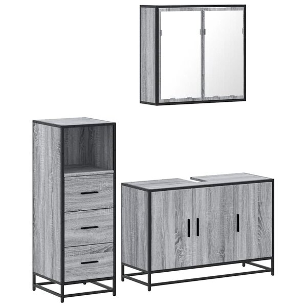 vidaXL Ensemble de meubles de salle de bain 3 Pièces Sonoma gris