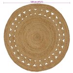 vidaXL Tapis de surface Naturel Ø 120 cm Jute