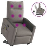vidaXL Fauteuil inclinable de massage Taupe Tissu