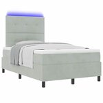 vidaXL Lit à ressort LED avec matelas Gris clair 120 x 190 cm Velours