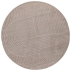 vidaXL Tapis de surface Rond HUARTE Beige Ø 160 CM Polyester