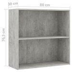 vidaXL Bibliothèque à 2 niveaux gris béton bois d'ingénierie