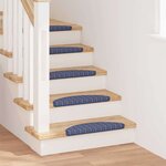 vidaXL Tapis d'escalier auto-adhésifs 15 Pièces Bleu 56 x 17 x 3 cm