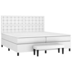 vidaXL Sommier à lattes de lit avec matelas Blanc 200x200cm Similicuir