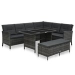 Salon de jardin meuble d'extérieur ensemble de mobilier 3 pièces avec coussins résine tressée gris 02_0015998