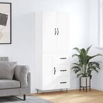 vidaXL Buffet haut Blanc 69 5x34x180 cm Bois d'ingénierie
