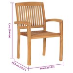 vidaXL Chaises de jardin empilables avec coussins lot de 8 Teck solide