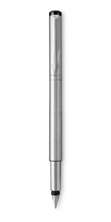PARKER Vector stylo plume, acier inoxydable avec attributs chromés, pointe fine, encre bleue, coffret cadeau