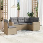 vidaXL Salon de jardin avec coussins 5 Pièces beige résine tressée