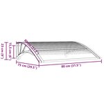 vidaXL Auvent de porte Gris et transparent 80x75 cm Polycarbonate