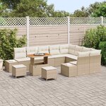 vidaXL Ensemble de canapé de jardin 12 Pièces Beige Poly rotin