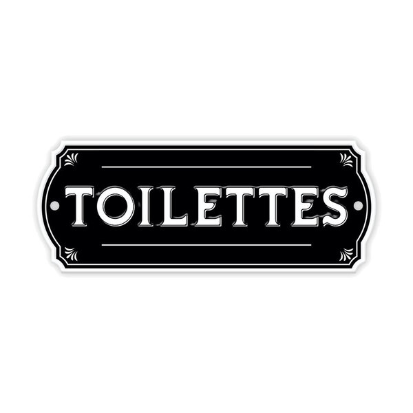 Plaque de porte pour les toilettes en métal