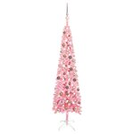 Vidaxl arbre de noël mince avec led et boules rose 180 cm