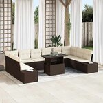 vidaXL Ensemble de canapé de jardin 11 Pièces Marron et crème