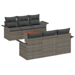 vidaXL Canapé de Jardin 7 Pièces avec Coussins Gris Rattan Poly Acacia