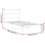 vidaXL Cadre de lit métal sans matelas avec tête de lit noir 90x200 cm