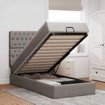 vidaXL Lit ottoman avec matelas taupe 90x200 cm tissu