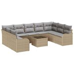 vidaXL Ensemble de canapé de jardin 10 Pièces Beige polyrotin
