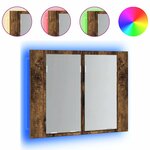 vidaXL Armoire à miroir LED Chêne fumé 60x12x45 cm Bois d'ingénierie