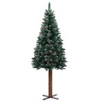 vidaXL Sapin de Noël mince bois véritable et neige blanche vert 150 cm