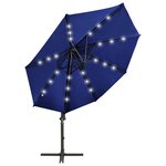 vidaXL Parasol déporté avec mât et lumières LED Bleu azur 300 cm
