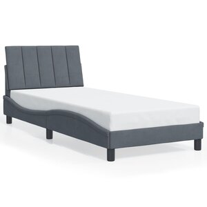 vidaXL Cadre de lit sans matelas Hanko gris foncé 90x190 cm velours