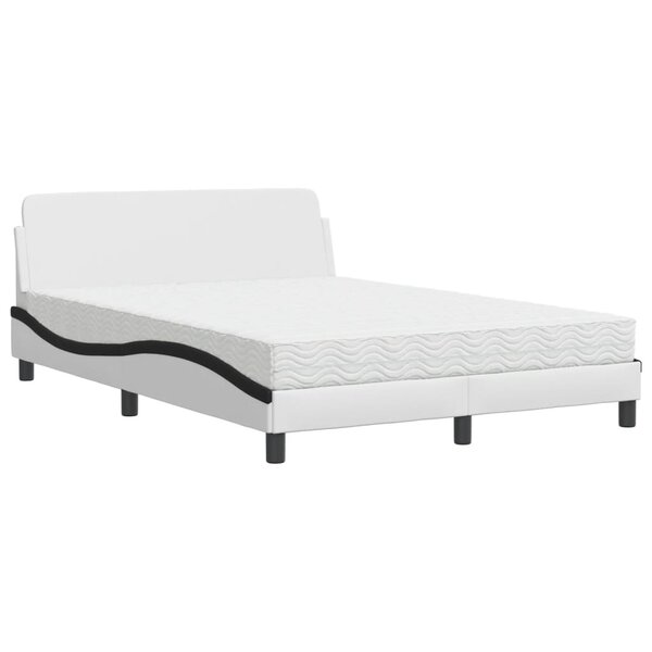 vidaXL Lit avec matelas blanc et noir 140x190 cm similicuir