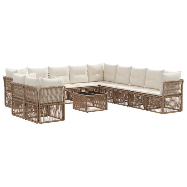 vidaXL Ensemble de canapé de jardin 12 Pièces Beige polyrotin