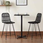 vidaXL Tabouret de bar 2 Pièces Noir 44 x 54 x 96 cm Rattan et Acier