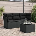 vidaXL Salon de jardin 4 Pièces avec coussins noir résine tressée