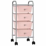 vidaXL Chariot de rangement mobile à 4 tiroirs Rose Plastique